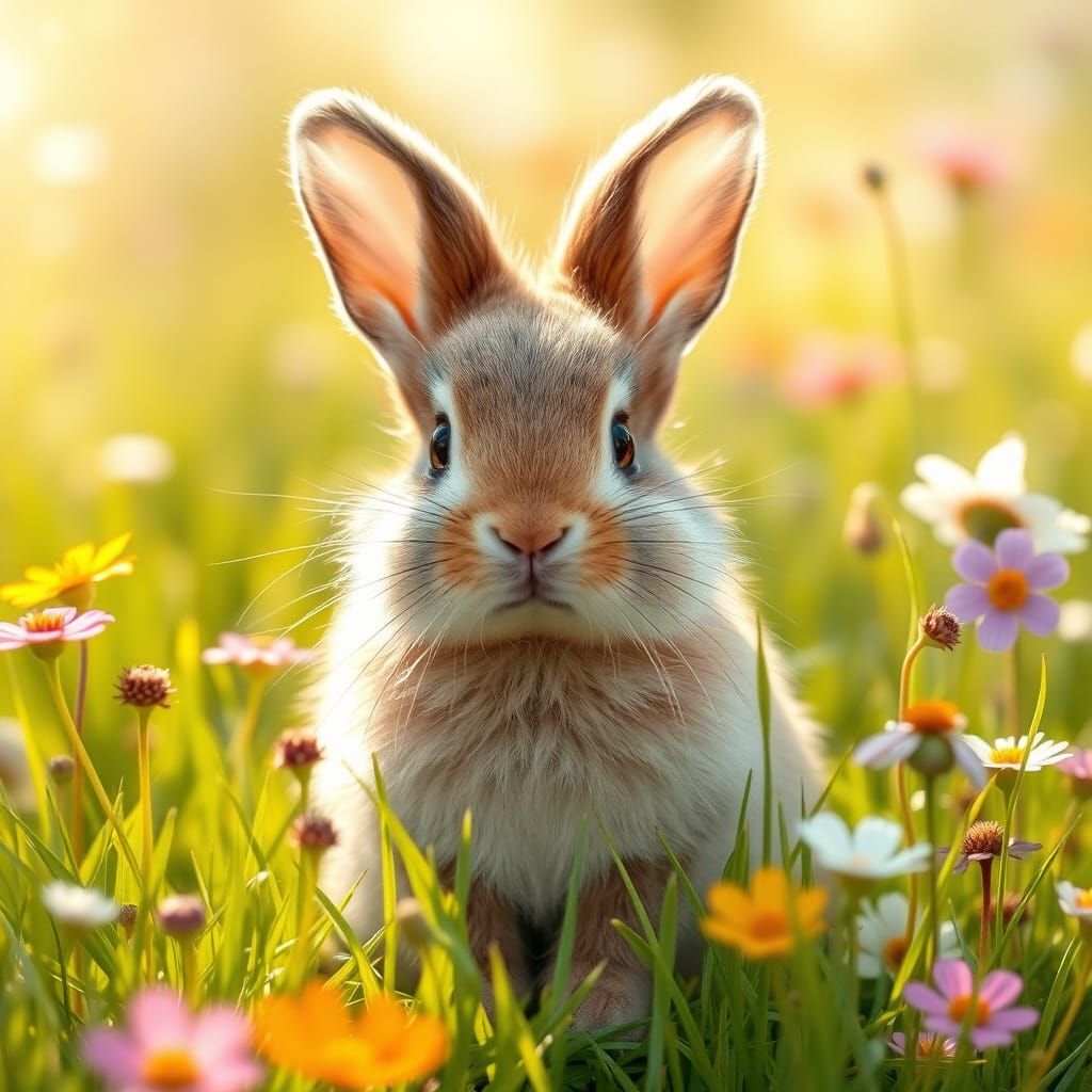 Whimsical Meadow Rabbit in Storybook Style