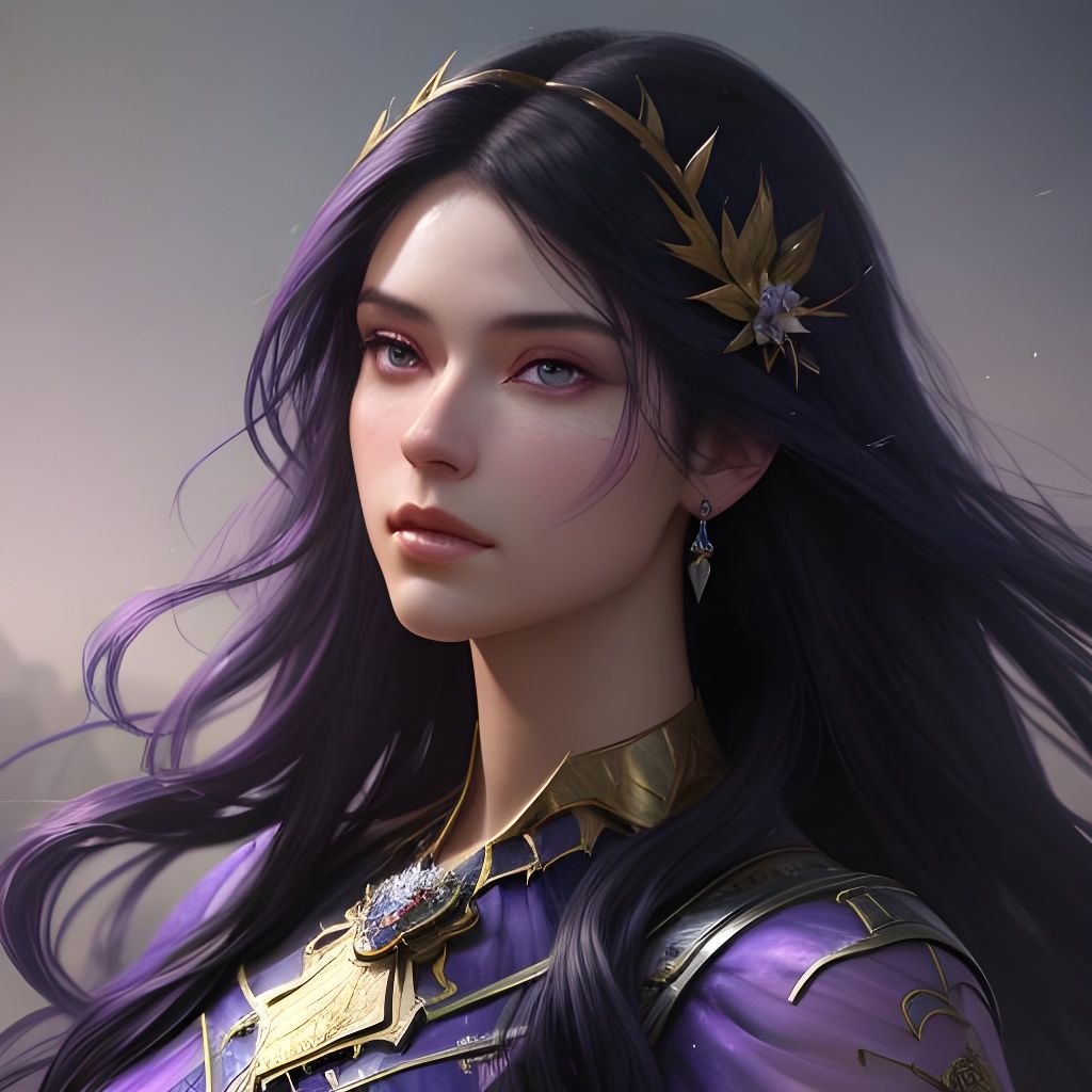 Beautiful Woman with Violet Eyes: Hyperdetailed Portrait