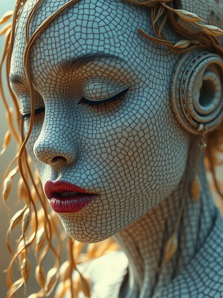 Android Maze: Crosshatch Texture in Biomechanical Art