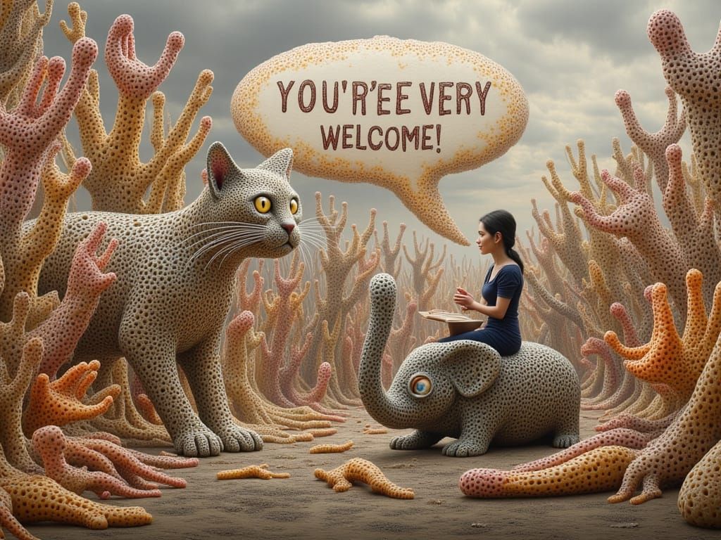 Fingerpunk Catmanian in a Smoky Speech Bubble