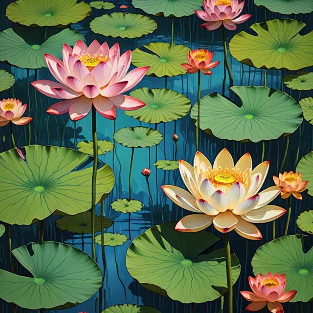 a lotus pond surface