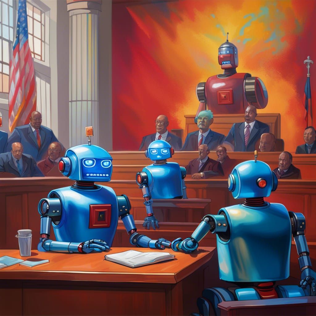 Rock 'Em Sock 'Em Robots in Courtroom, Hyperrealistic