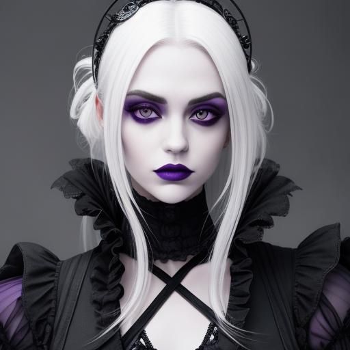Photorealistic Gothic Lady Portrait in Black and White