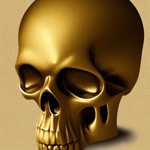 Golden Rose Skull Matte Painting