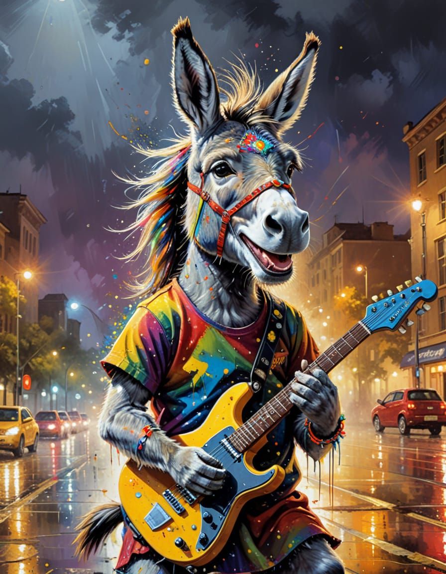 Donkey Rock Star Christmas Concert in Vivid Colors