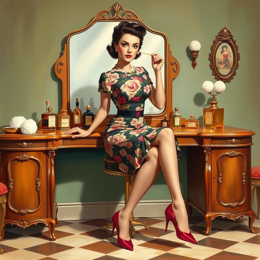 Retro Pin-Up Beauty in Vintage Attire