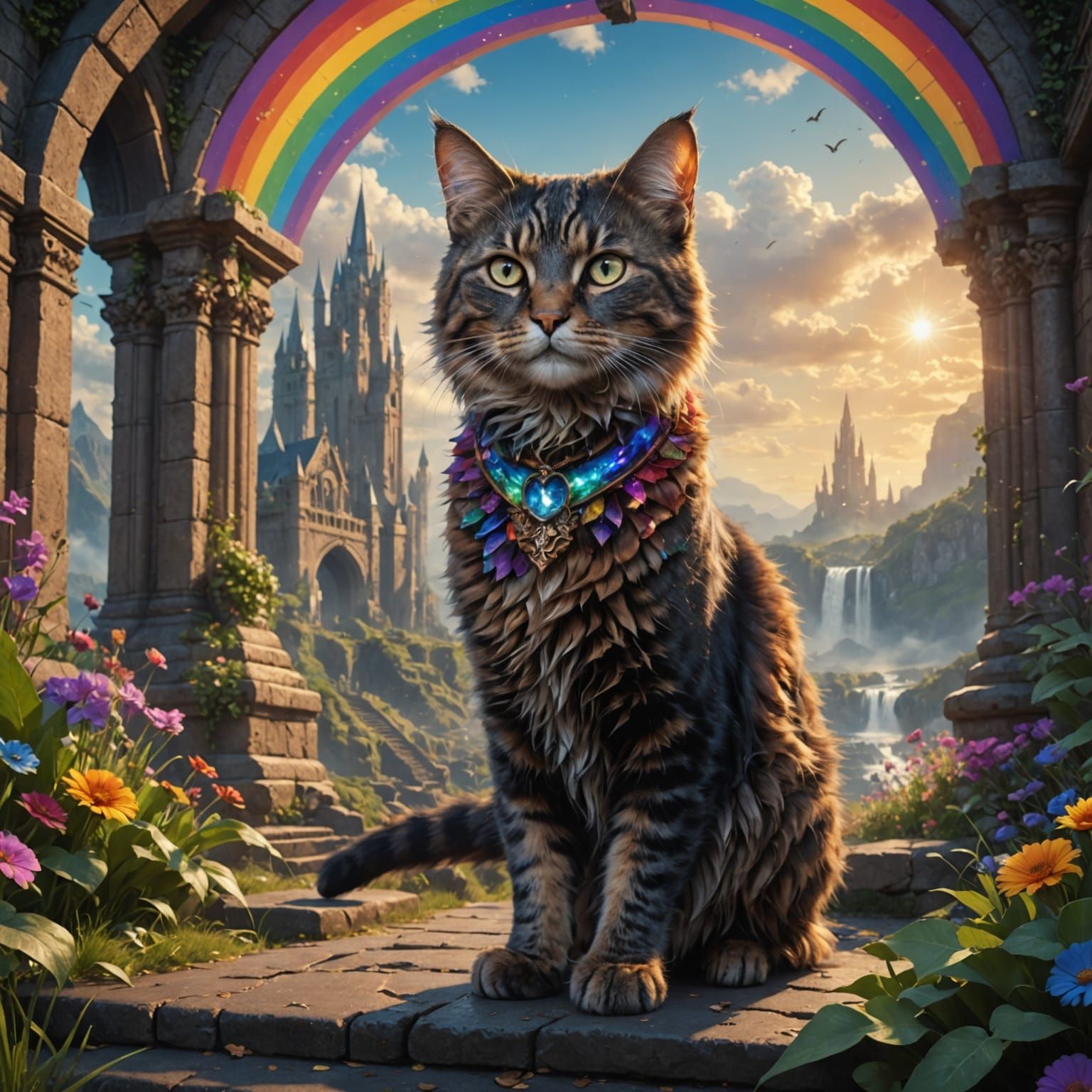 Vibrant Portrayal of Feline Journey to the Afterlife in Unre...