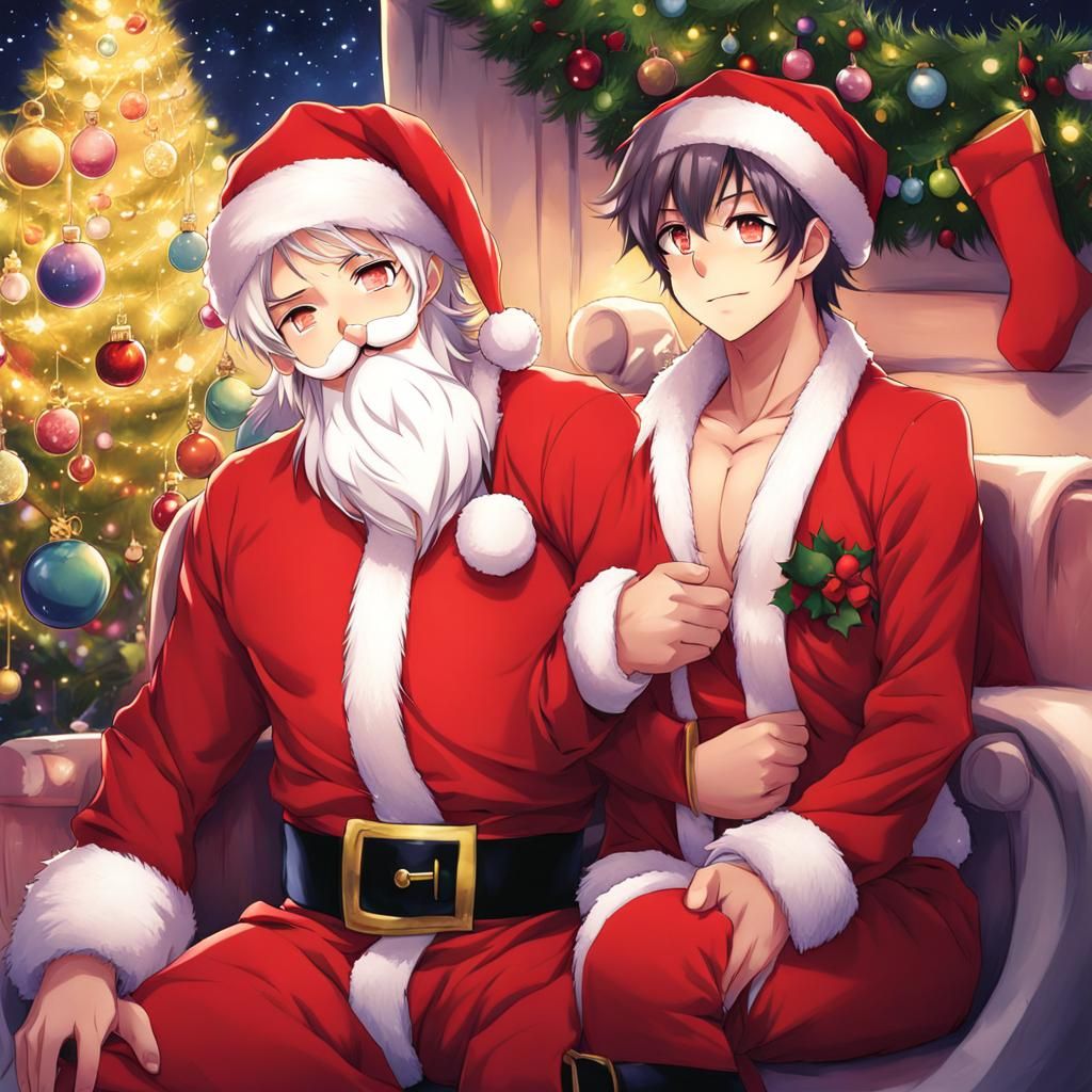 Gay Santa in Anime Key Visual Style