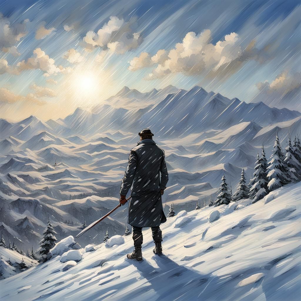 Snow Blinding Effect on a Winter Landscape