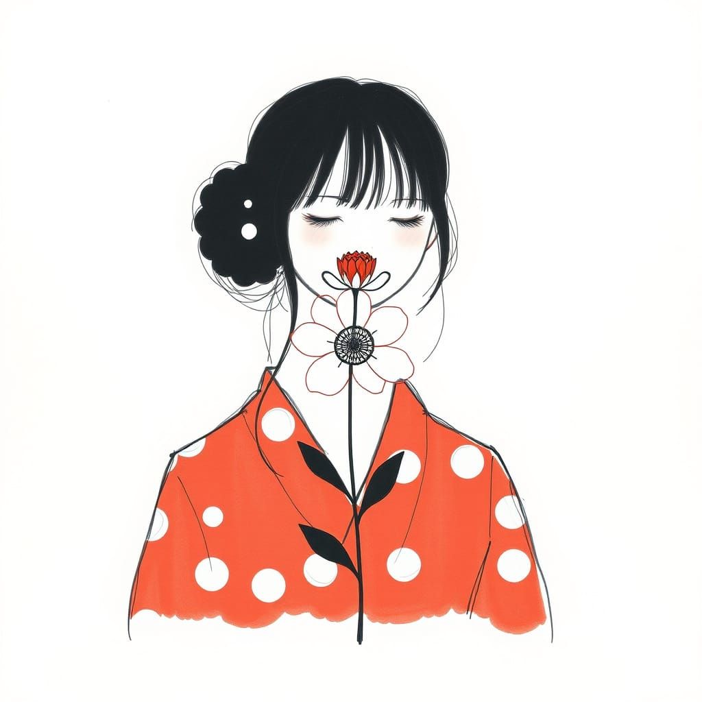 Minimalist Woman with Flower in Contemporary Style