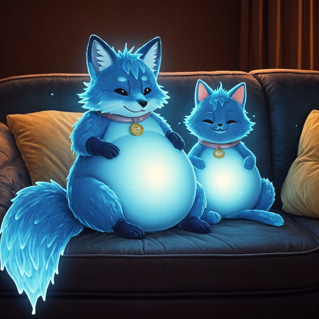 Whimsical Slime Friends Relax on a Cozy Couch