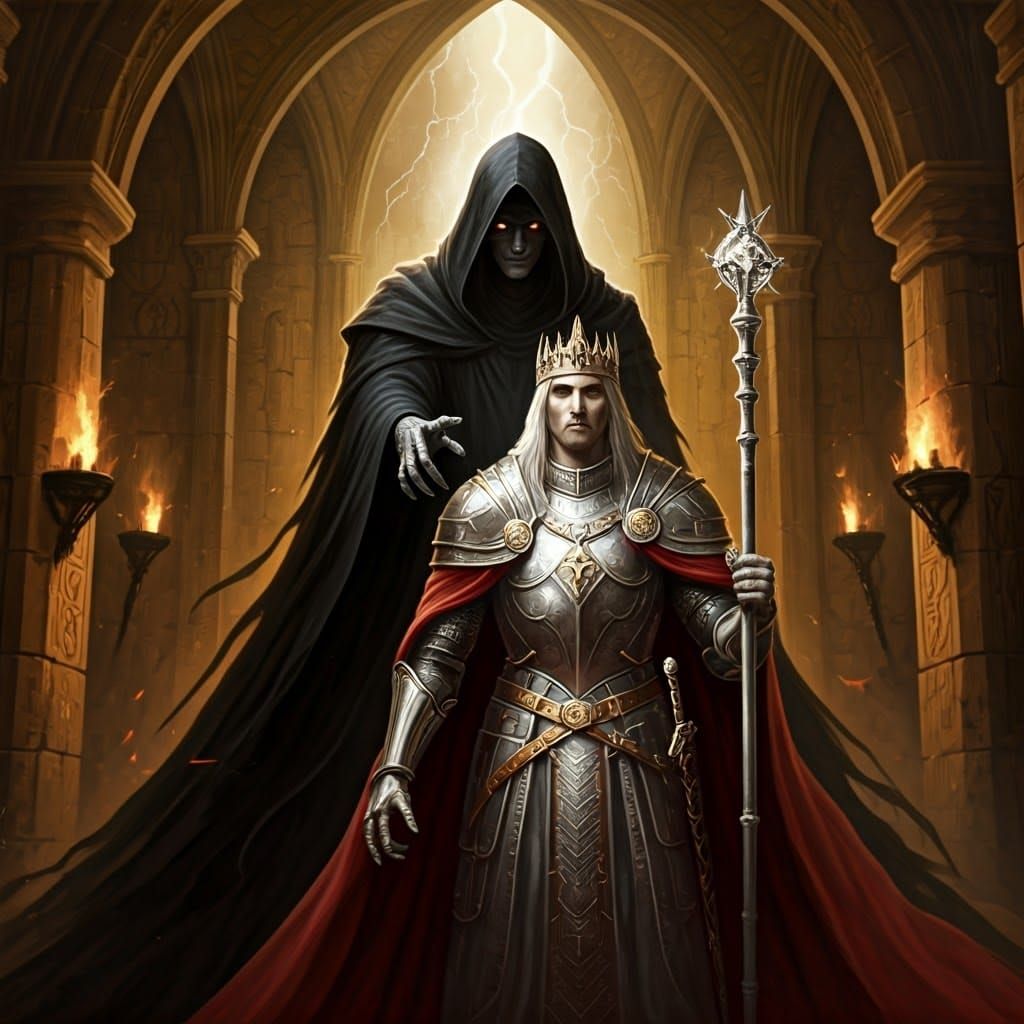 Dark Figure Reaching for Radiant King