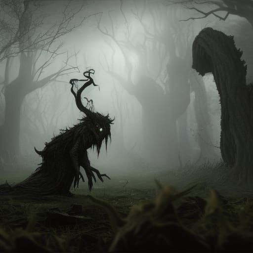 Shadow Creature in Eldritch Glade: Digital Matte Painting