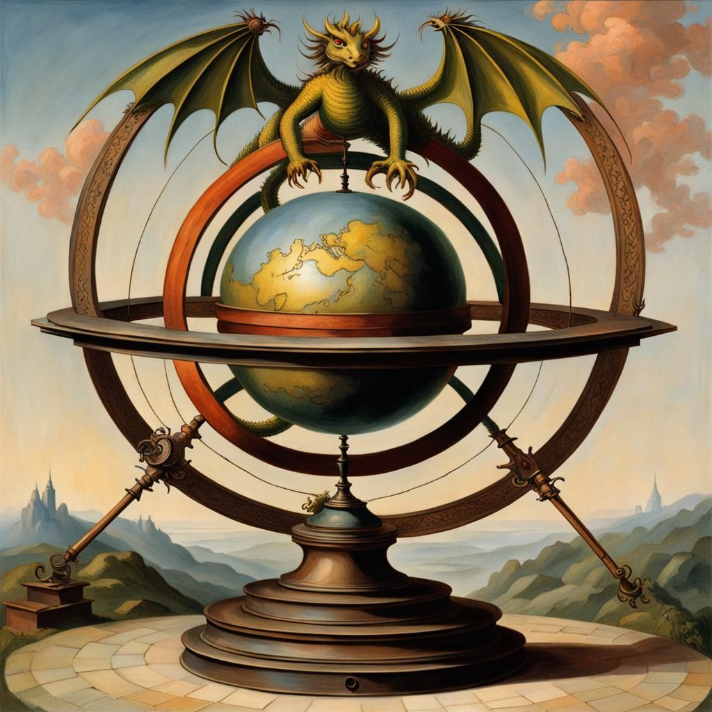 Baroque Armillary Sphere with Dragons