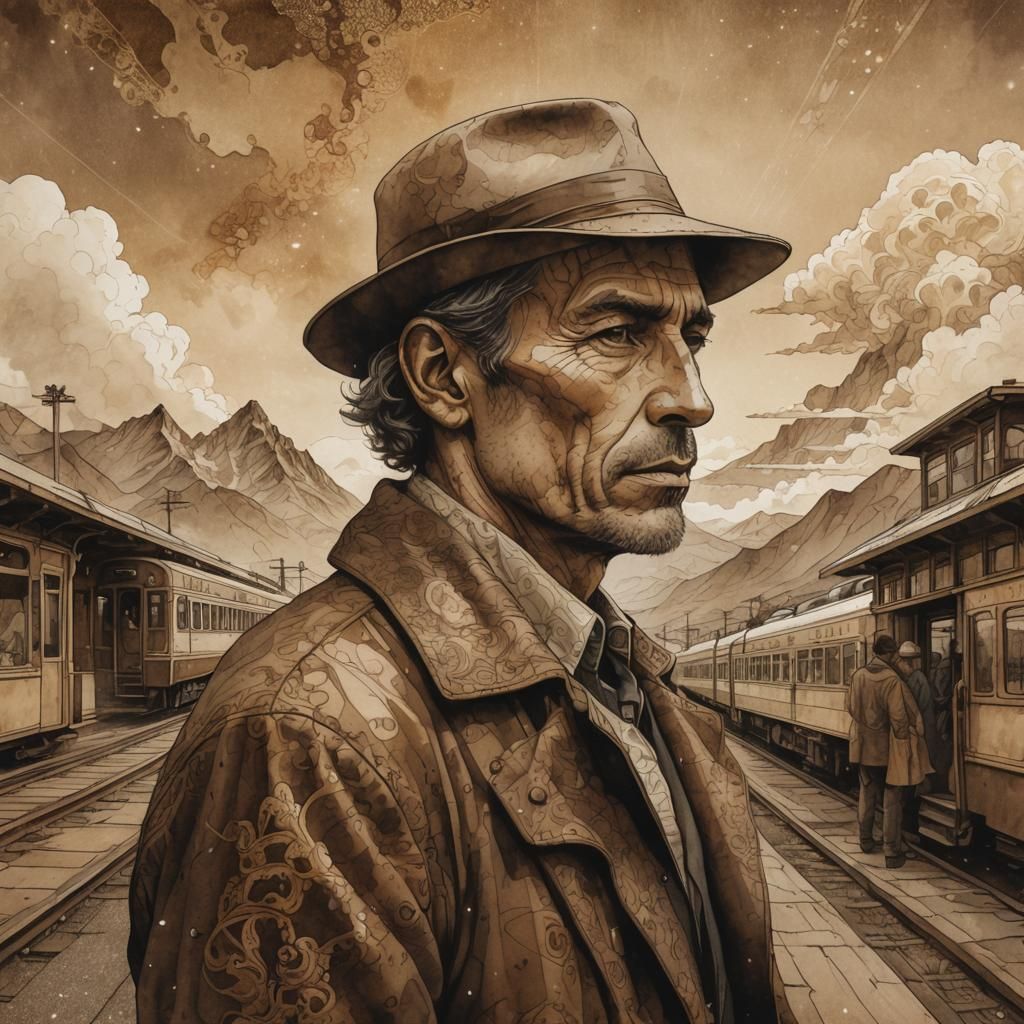 Alexandrian Man Illustration in Moebius Style