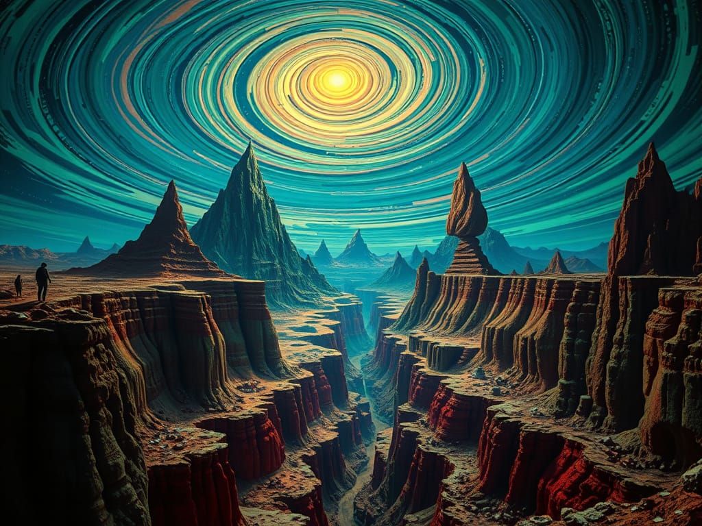 Surreal Alien Landscape with Floating Mountains