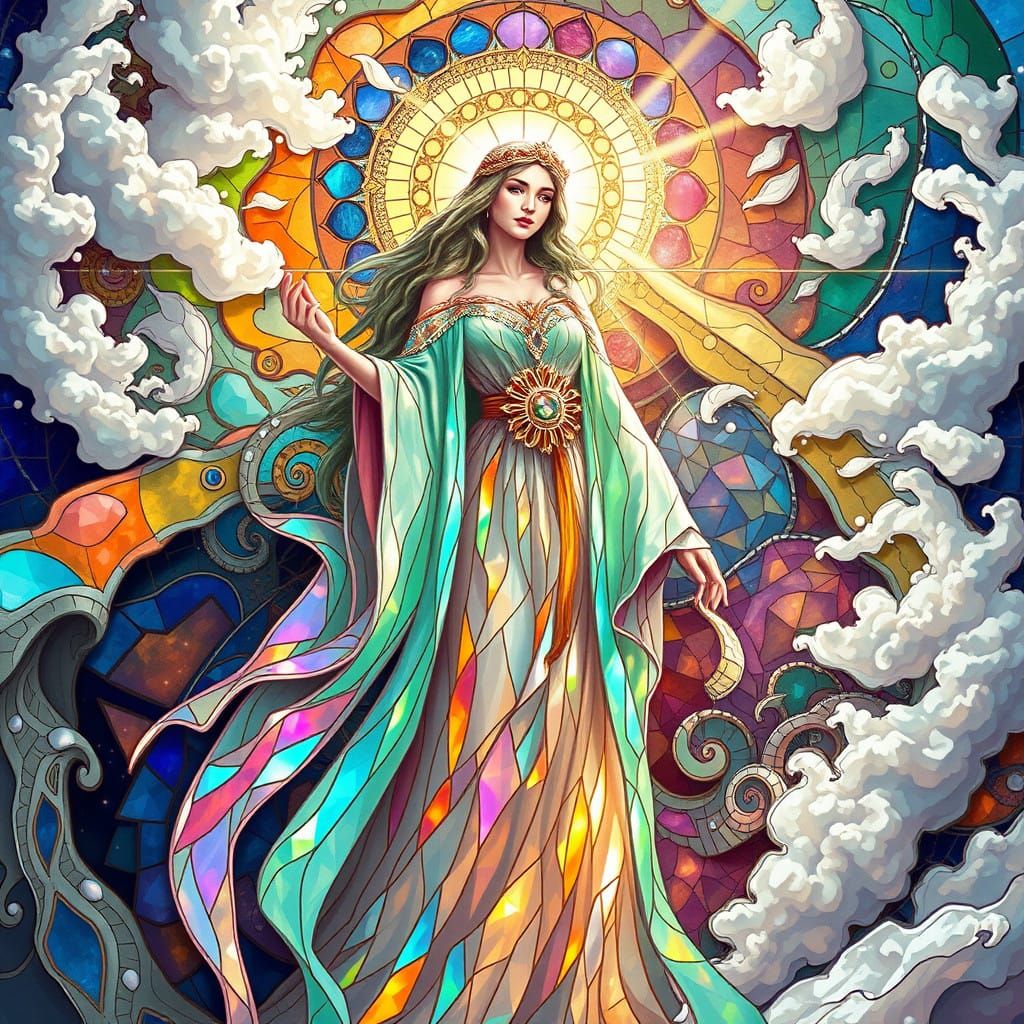 Divine Goddess of Nature in Celestial Vortex