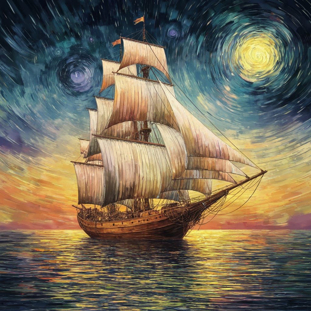 Vibrant Starry Night Fantasy Scene