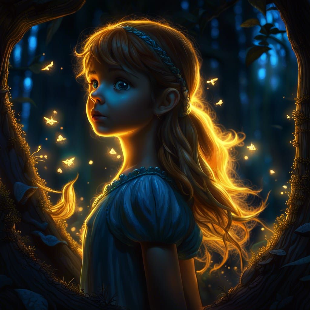 Wendy in Bioluminescent Neverland Forest
