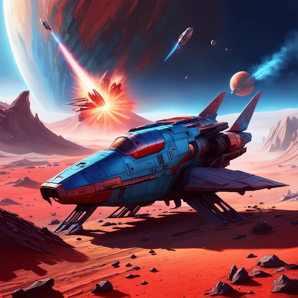 Crashed Andorian Spaceship on Mars: Sci-Fi Concept Art