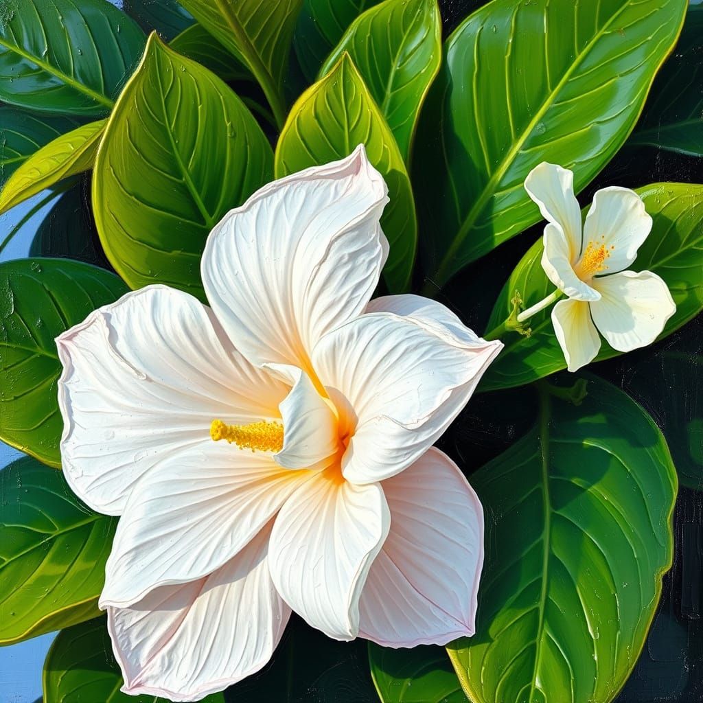 Vibrant Gardenia Bloom as Impasto Painting
