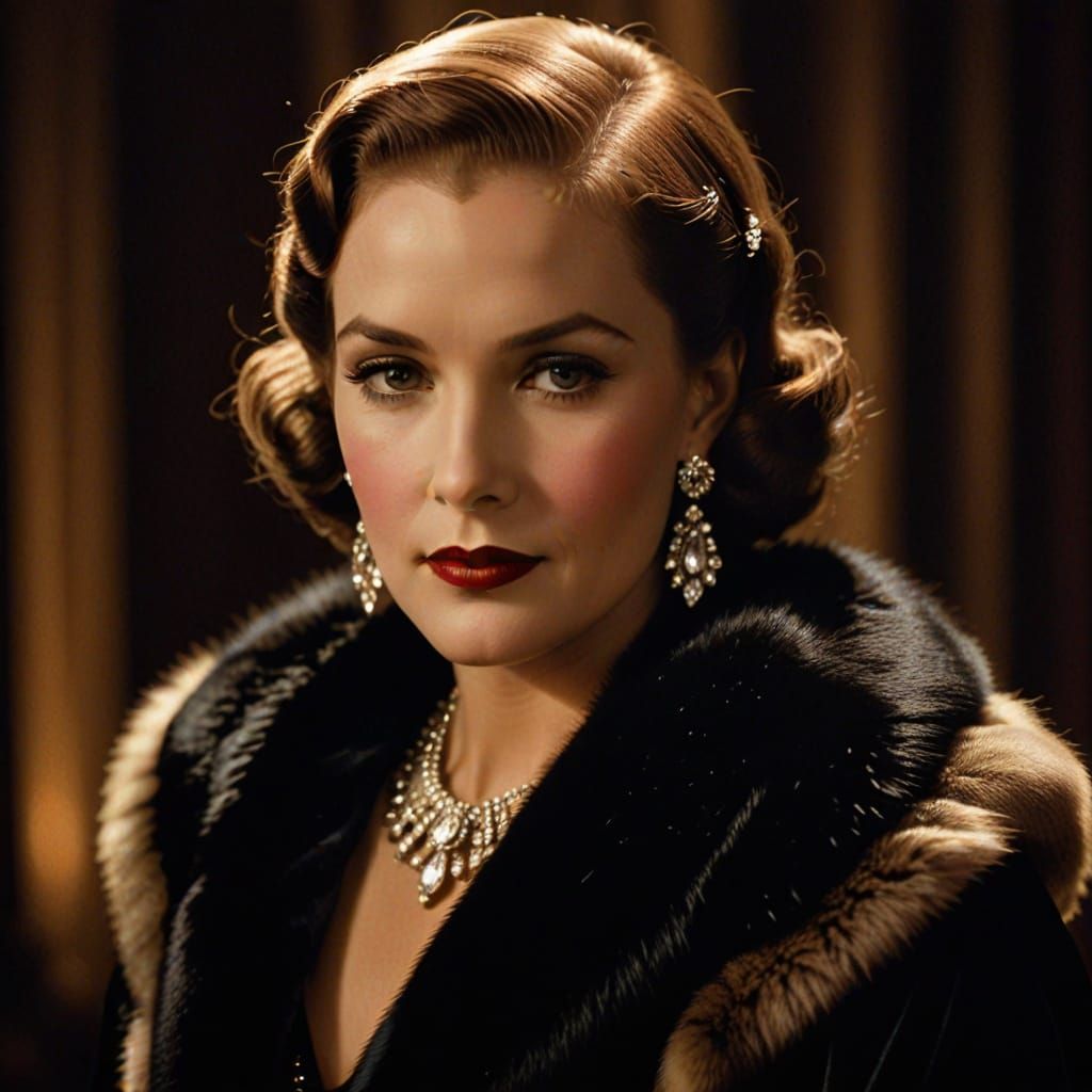 Vintage Hollywood Glamour Portrait in Sepia Tones