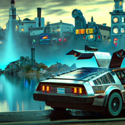 Detailed Matte Painting of DeLorean DMC-12