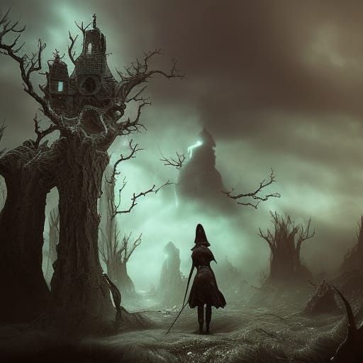 Lovecraftian Witch in Epic Digital Matte Painting