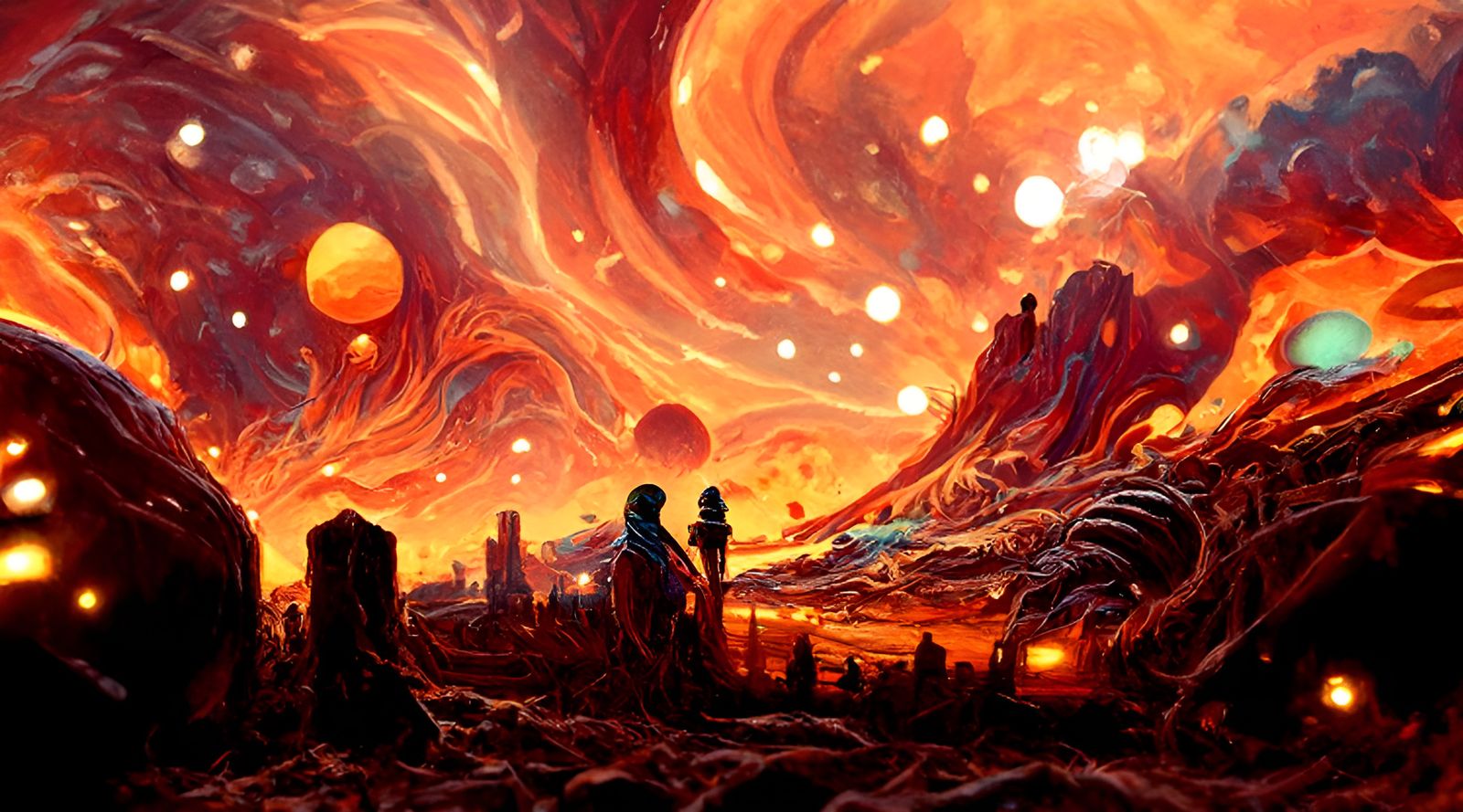 Dreamlike Cosmic Landscape as Digital Illustration