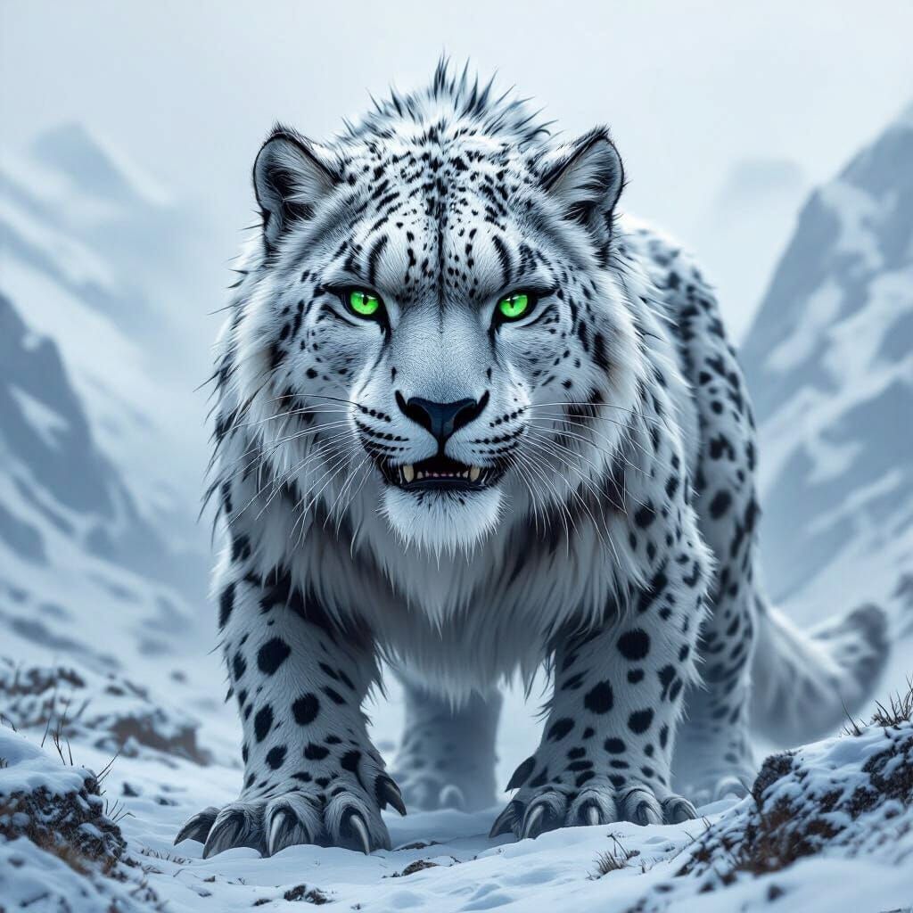 Snow Leopard T-Rex in Icy Landscape