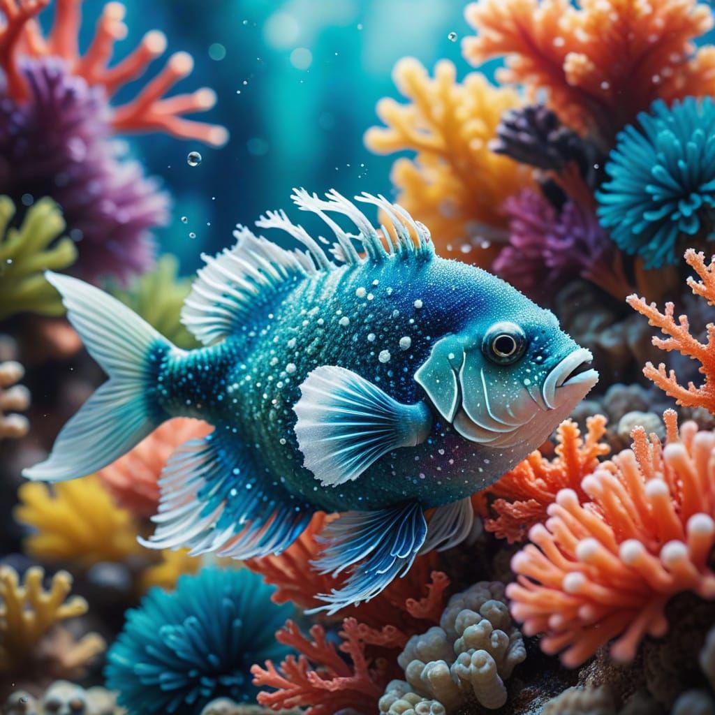 Colorful Pom-Pom Coral Reef Fish in Macro Photography