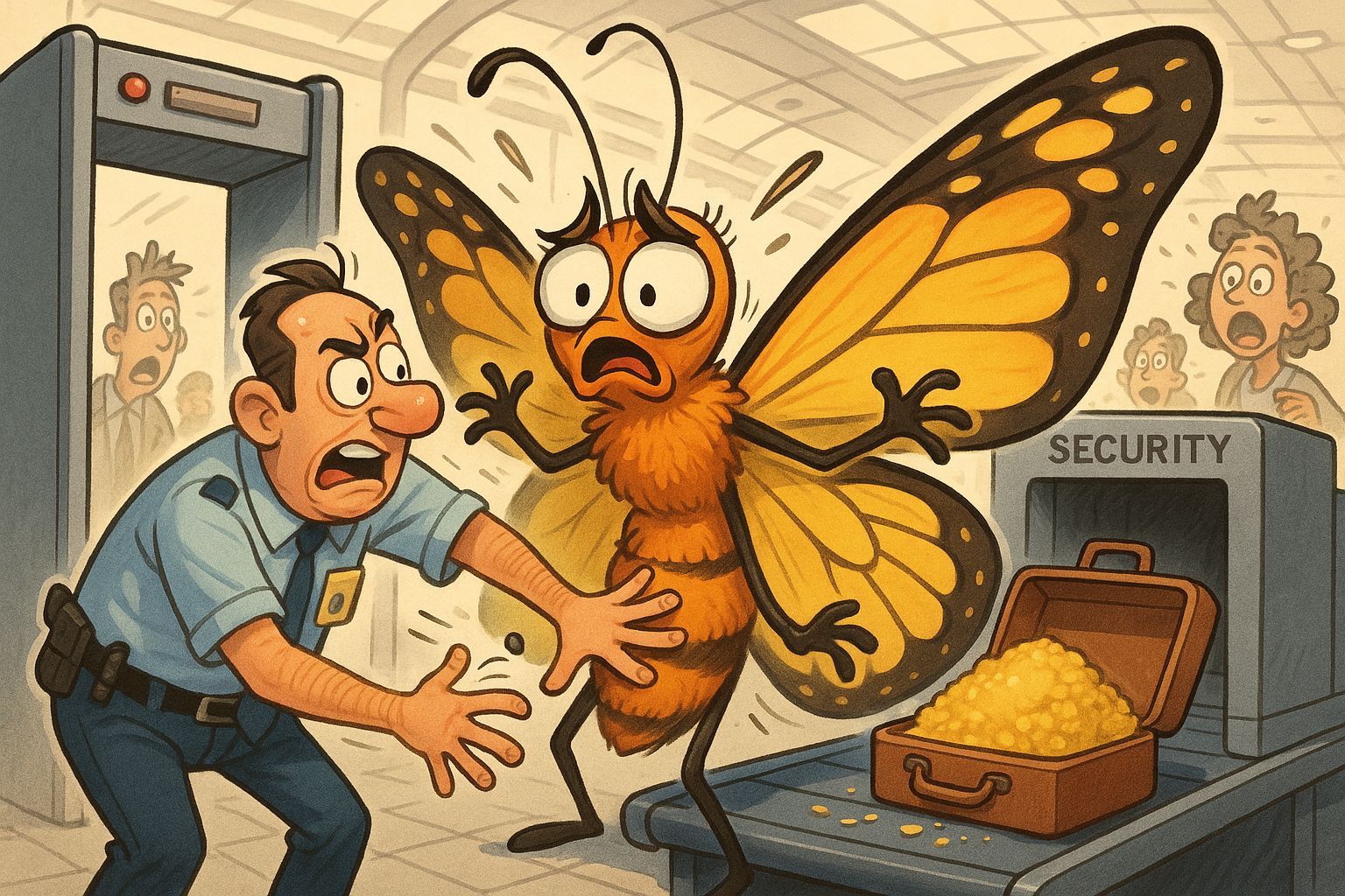 Giant Butterfly Causes Airport Chaos