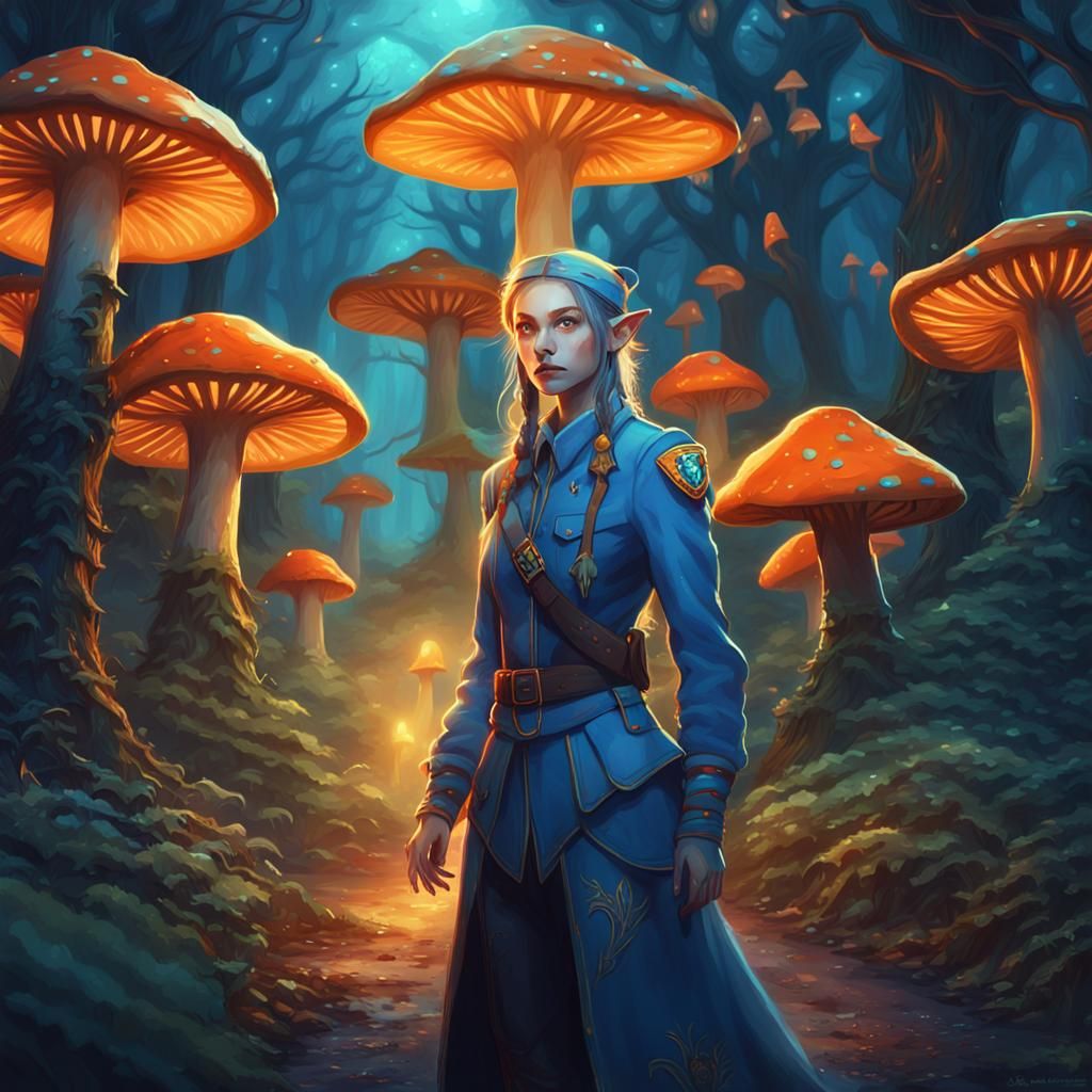 Elf Witch Warden on Mystical Forest Road