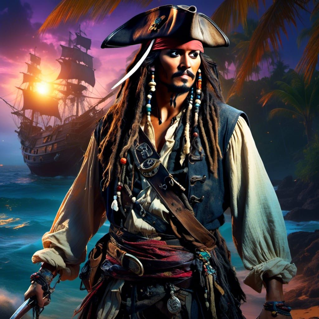 Jack Sparrow Portrait on Tropical Beach