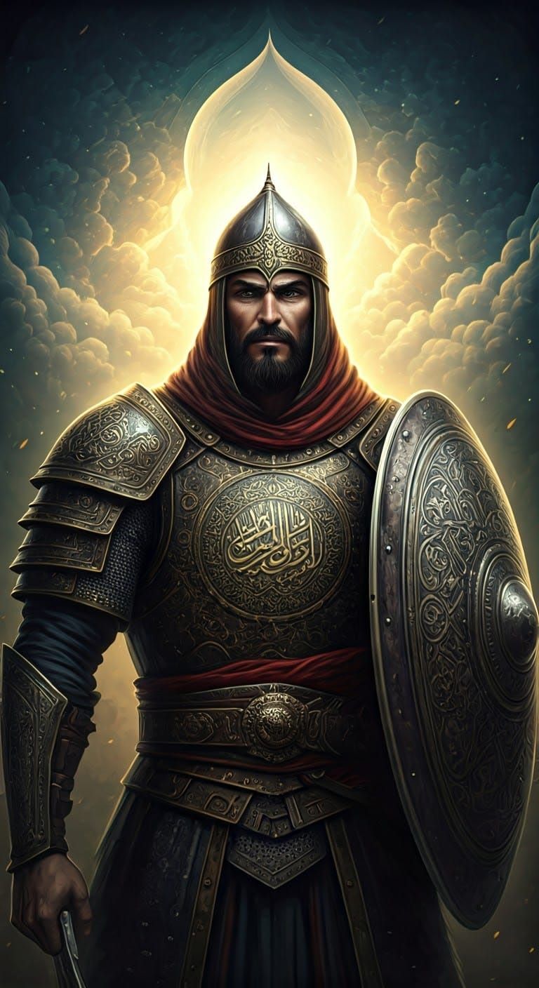 Islamic Warrior in Battle Armor: Digital Art