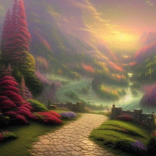 Ethereal Fantasy Landscape in Luminist Style