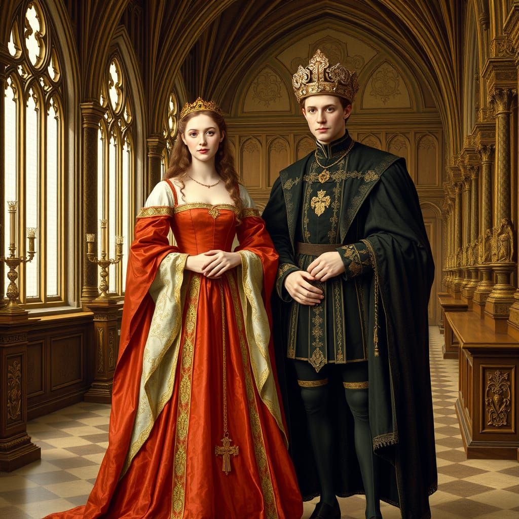 Katherine Swynford and John of Gaunt in Pre-Raphaelite Style