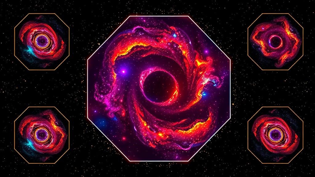 Neon Galaxies in Octagon Portraits, Hyperrealism Style