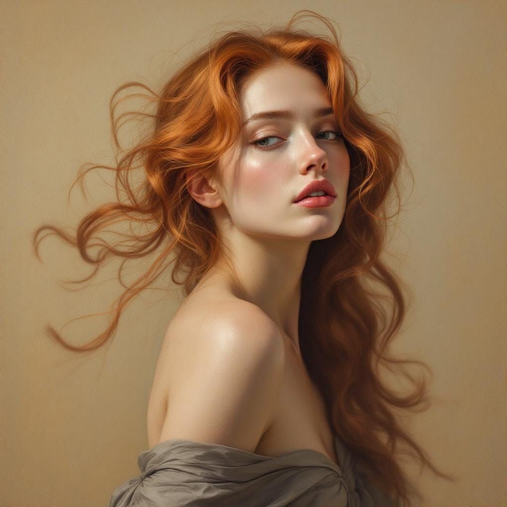 Woman with Flowing Hair in Venetian Glazing