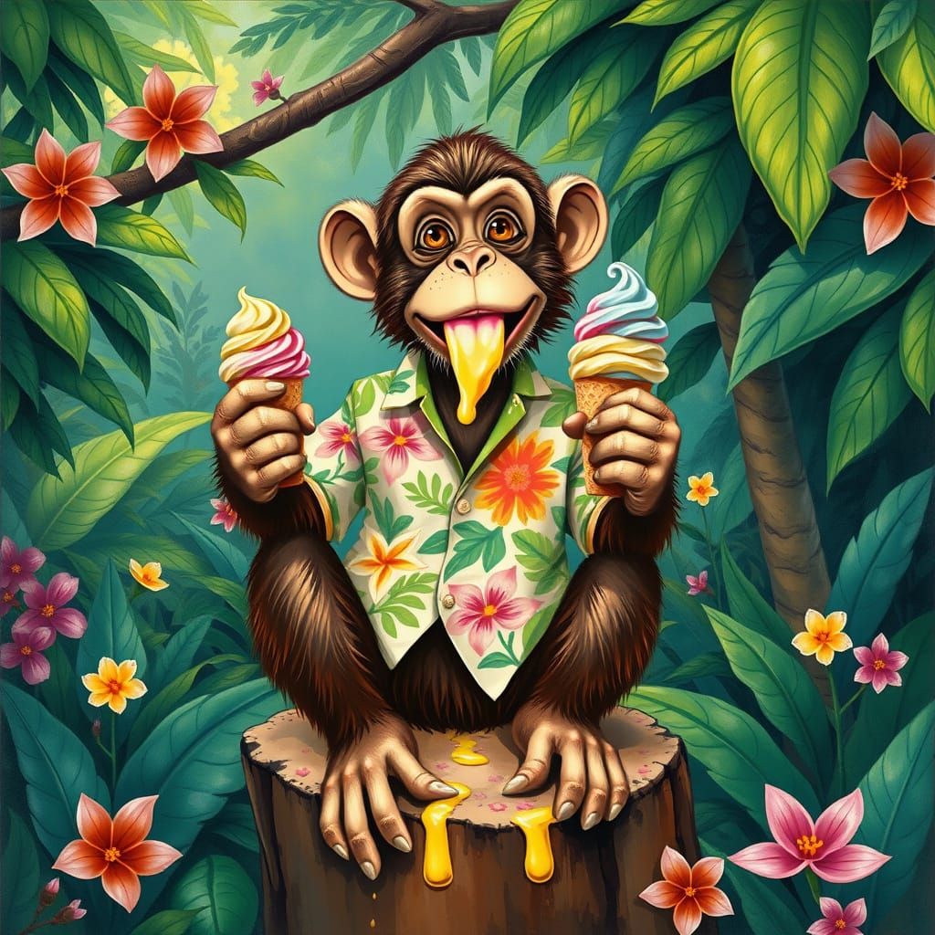 Playful Jungle Scene in Vibrant Colors