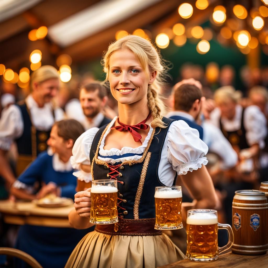 Oktoberfest Waitress in Hyperrealistic Photography Style