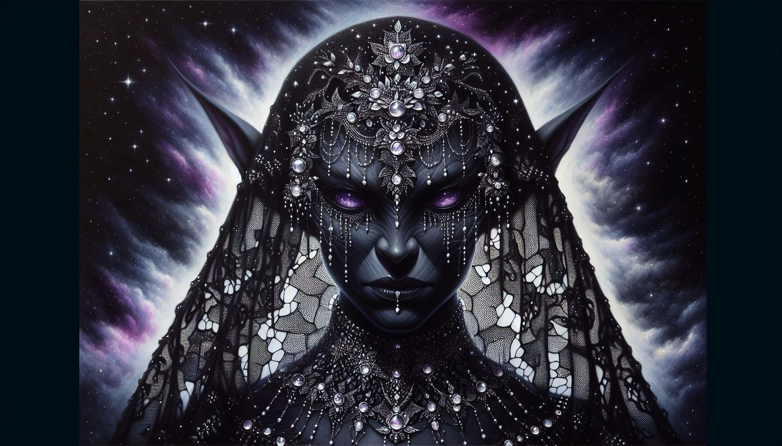 Drow Elf Belly Dancer in Oil Painting Style