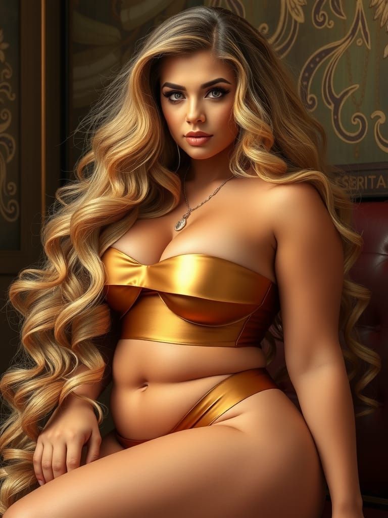Curvy Golden Woman: AI Generated Art
