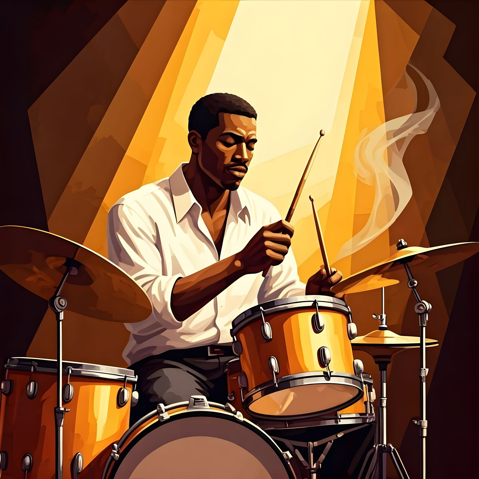 Jazz Drummer in Vintage Spotlight