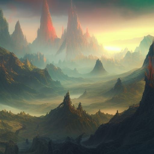 Fantastical Detailed Matte Painting of Heaven