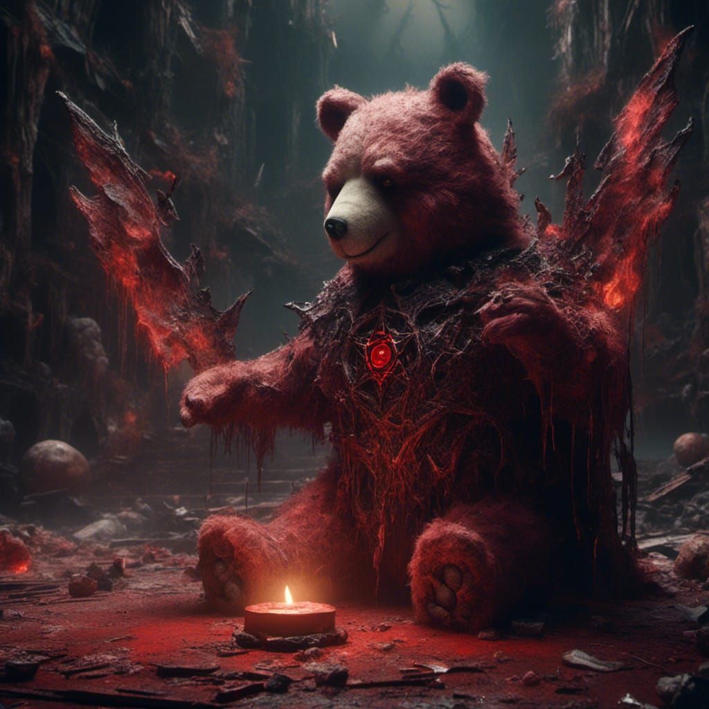 Macabre Care Bear Worships a Demon