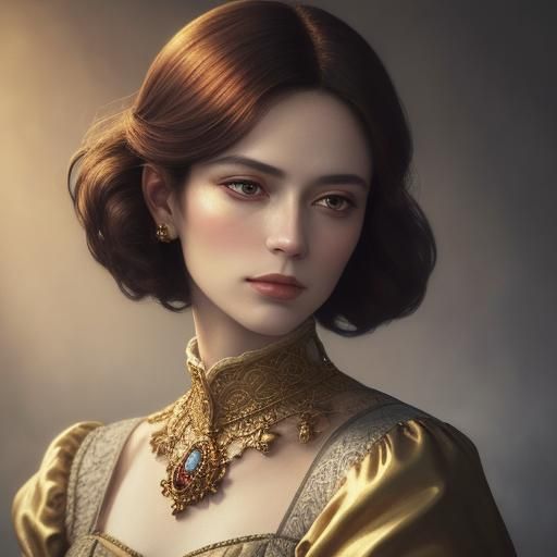 Elegant Queen Portrait in Baroque Oil Painting Style
