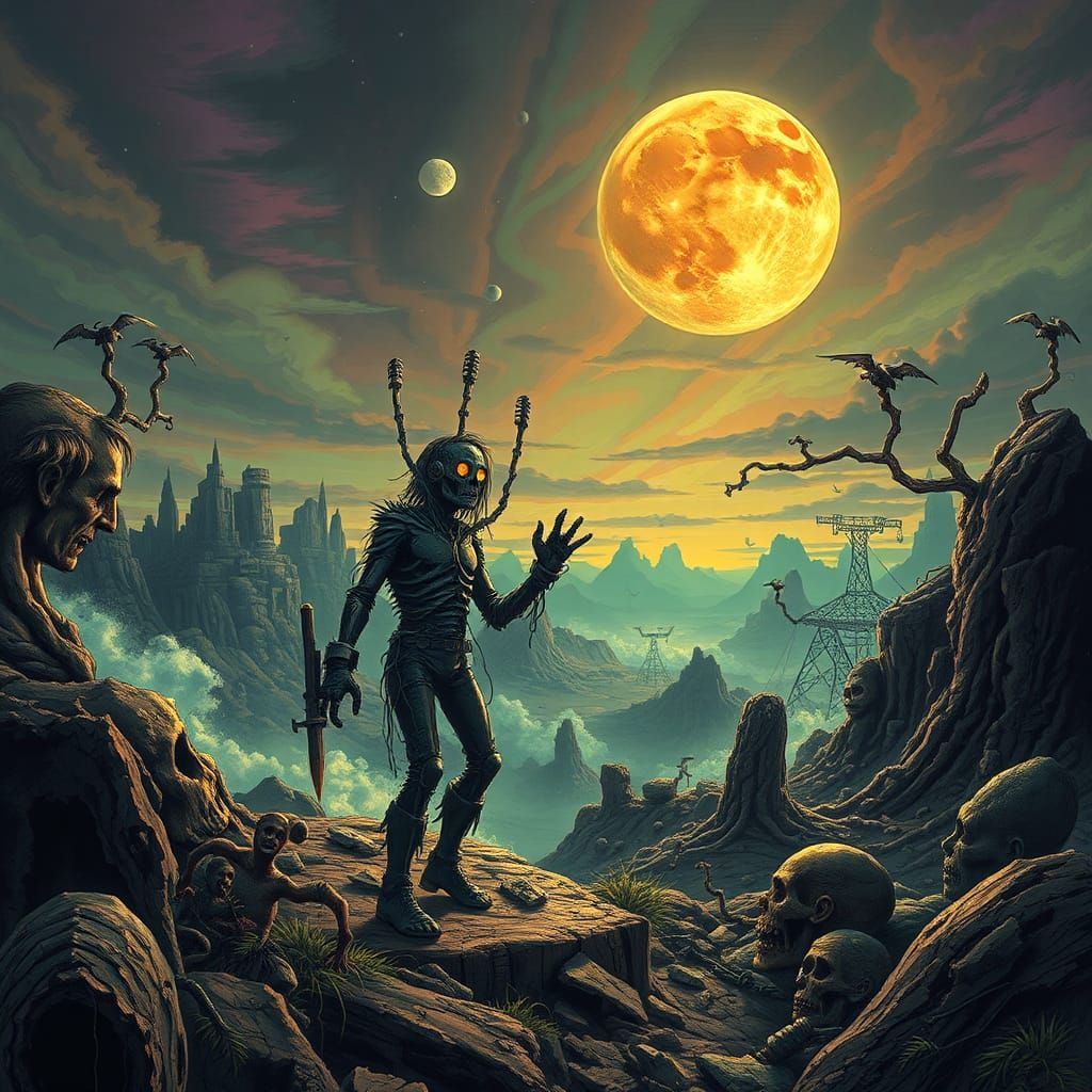 Psychedelic Submechanophobia Twilight in Zombiecore Style