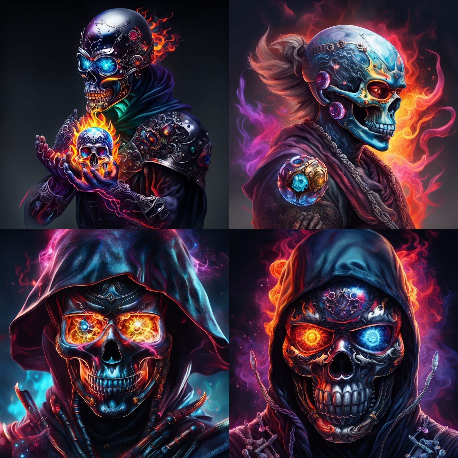 Hyperrealistic Cyborg Ninja with Crystal Skull