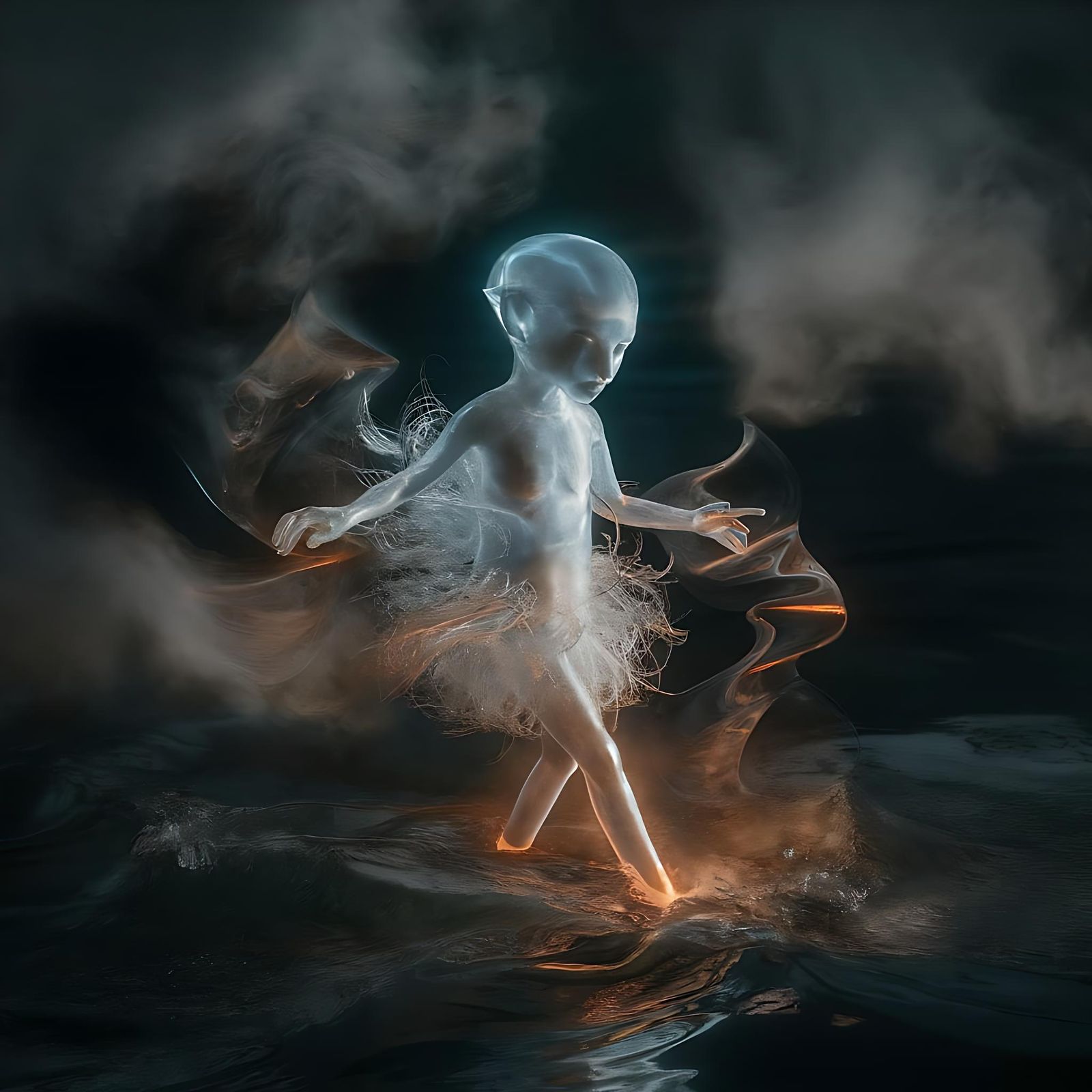 Luminescent Sprite in Dreamfog, Mystical Photography